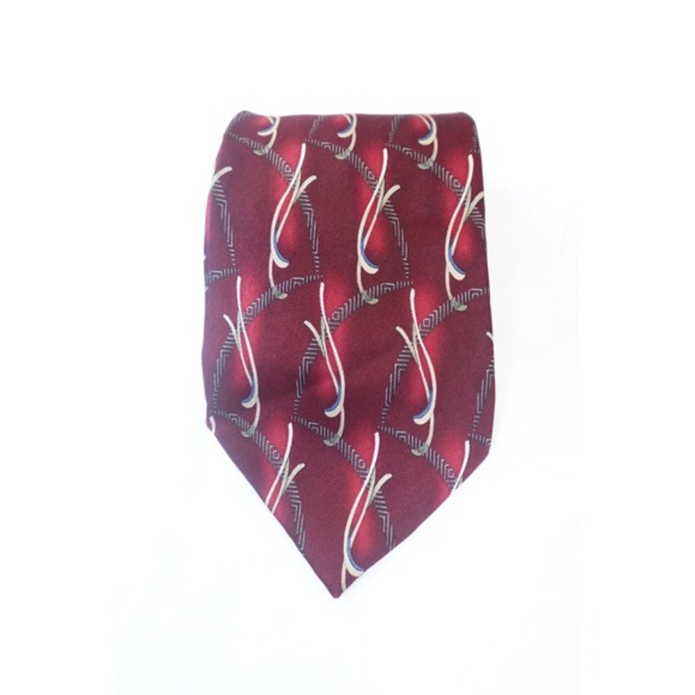 Alexander Julian Colours Tie Burgundy Abstract 90s Silk Neck Tie Korea